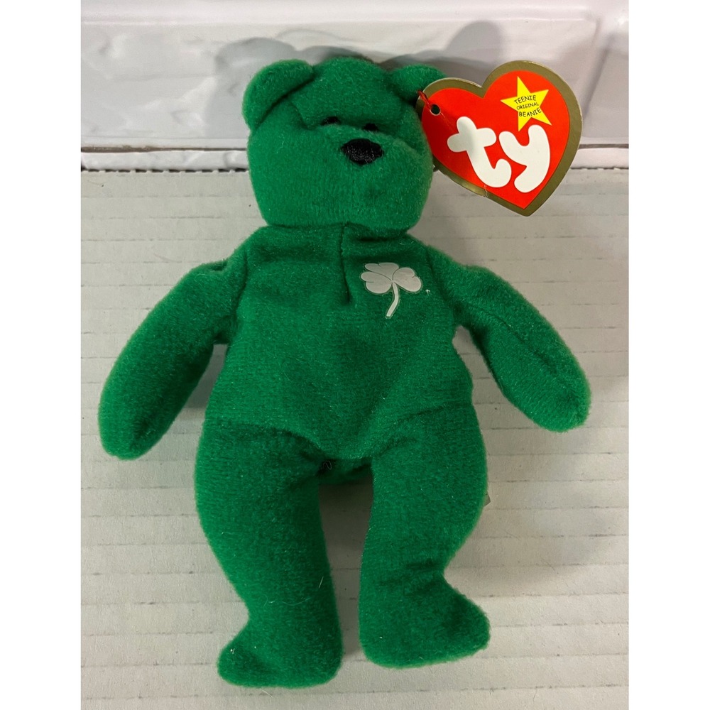 Ty Teenie Beanie Babies Erin Bear Unisex Small Green Clover St Patricks Plush